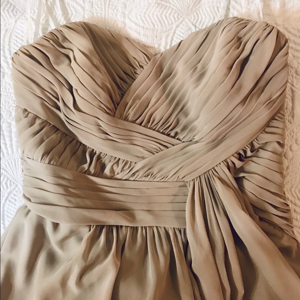 BRIDESMAIDS DRESS long tan strapless